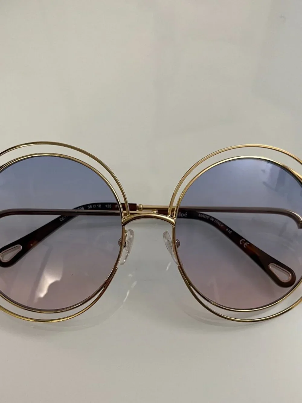 CHLOE CARLINA 58mm Round Sunglasses  in Rainbow made in Italy MSRP$420